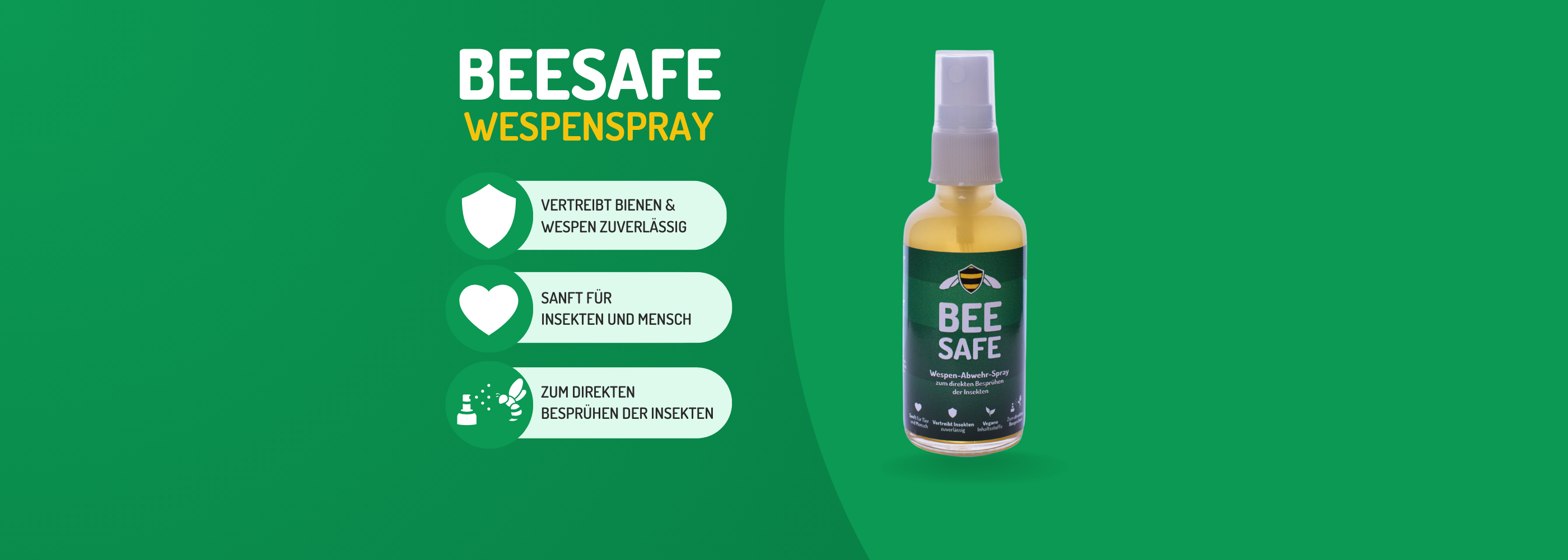 Beesafe Wespenspray Banner mit Icons